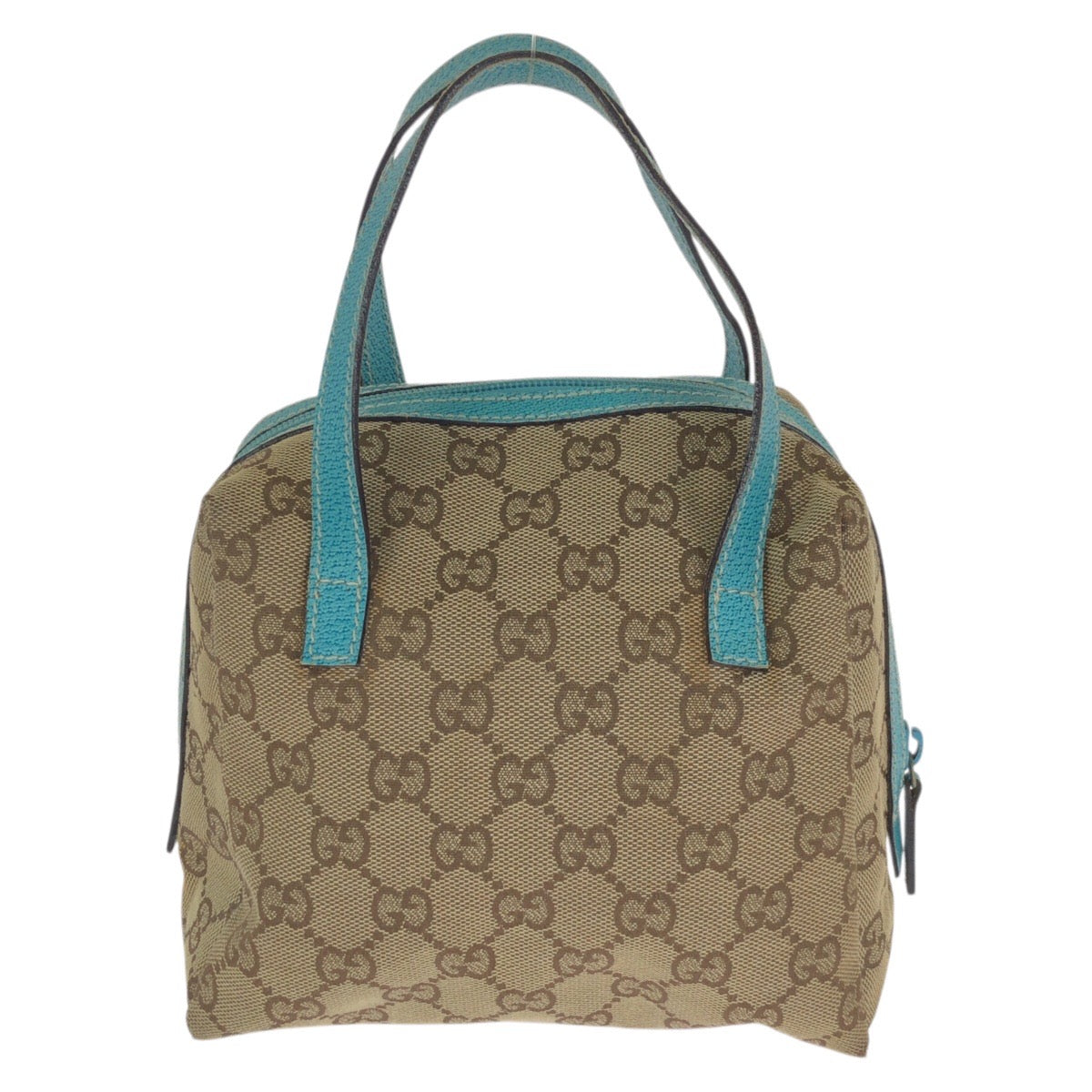 23449
GUCCI グッチ ベージュ ライトブルー シルバー金具 GGキャンバス / レザー 124542 ハンドバッグ アクセサリーポーチ バニティバッグ レディース ABP37