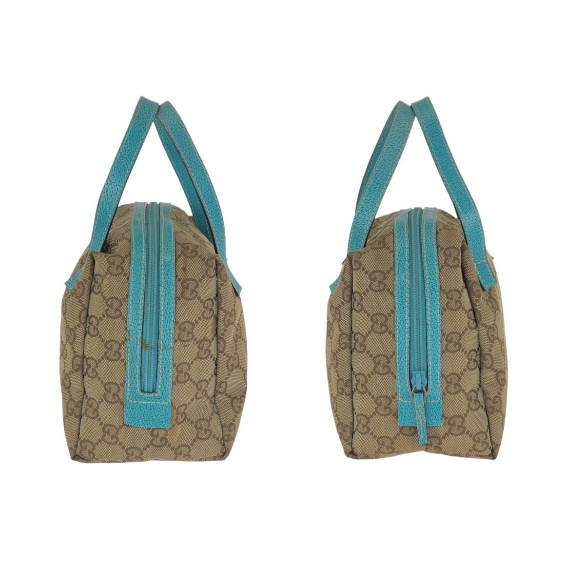 23449
GUCCI グッチ ベージュ ライトブルー シルバー金具 GGキャンバス / レザー 124542 ハンドバッグ アクセサリーポーチ バニティバッグ レディース ABP37