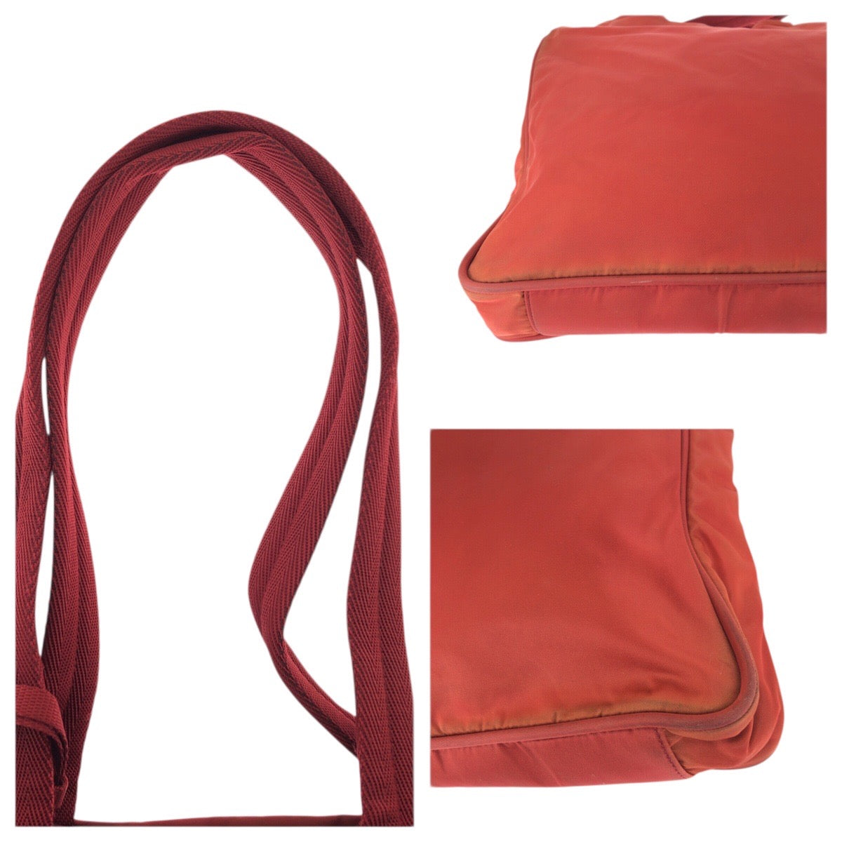 23452
PRADA プラダ テスート 三角ロゴプレート レッド シルバー金具 ナイロン トートバッグ ショルダーバッグ レディース AB23