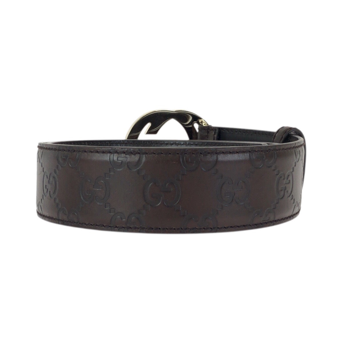 23453
GUCCI グッチ グッチシマ インターロッキング GG柄 85cm/34インチ ダークブラウン ゴールド金具 レザー 114876 ベルト 男女兼用 レディース ABP23
