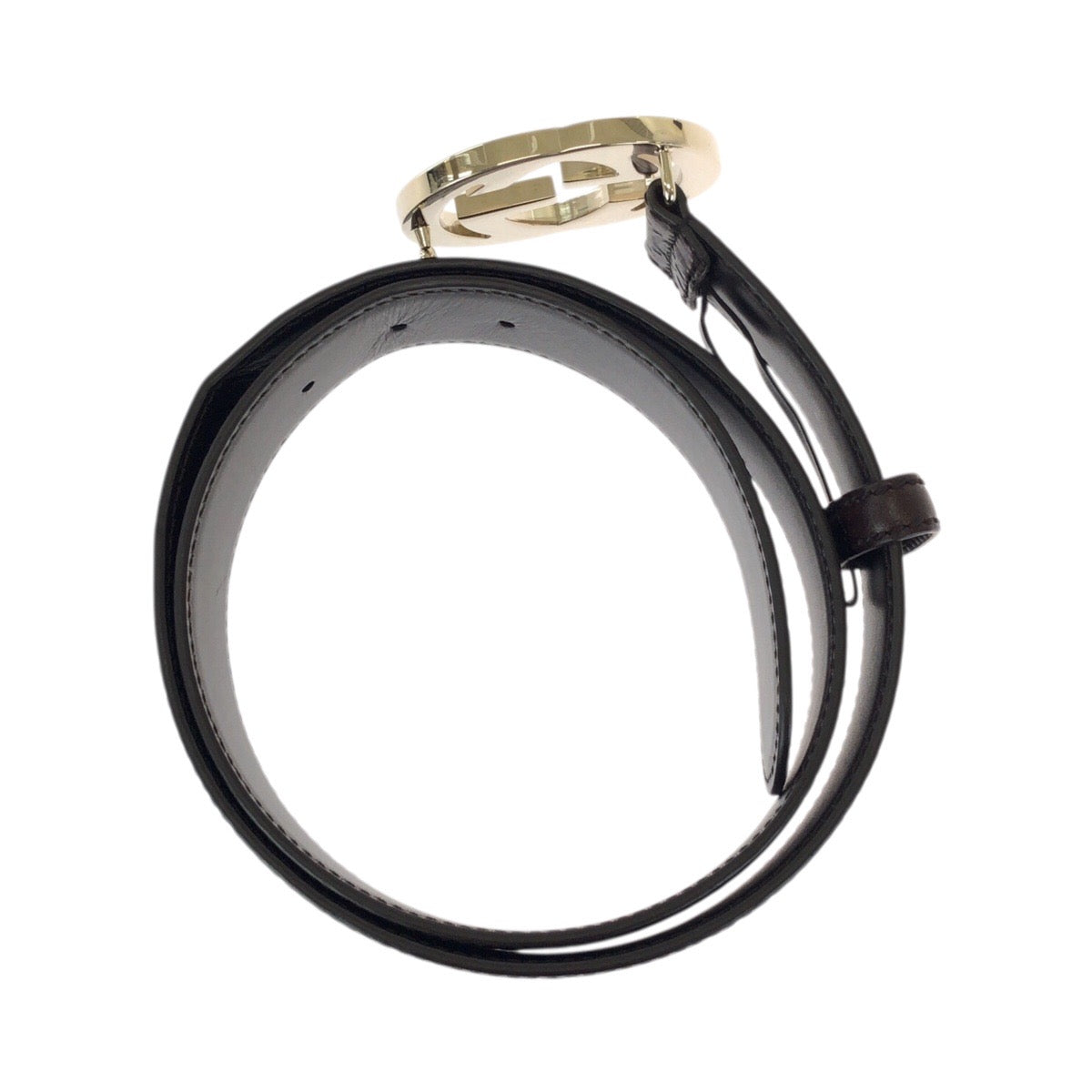 23453
GUCCI グッチ グッチシマ インターロッキング GG柄 85cm/34インチ ダークブラウン ゴールド金具 レザー 114876 ベルト 男女兼用 レディース ABP23