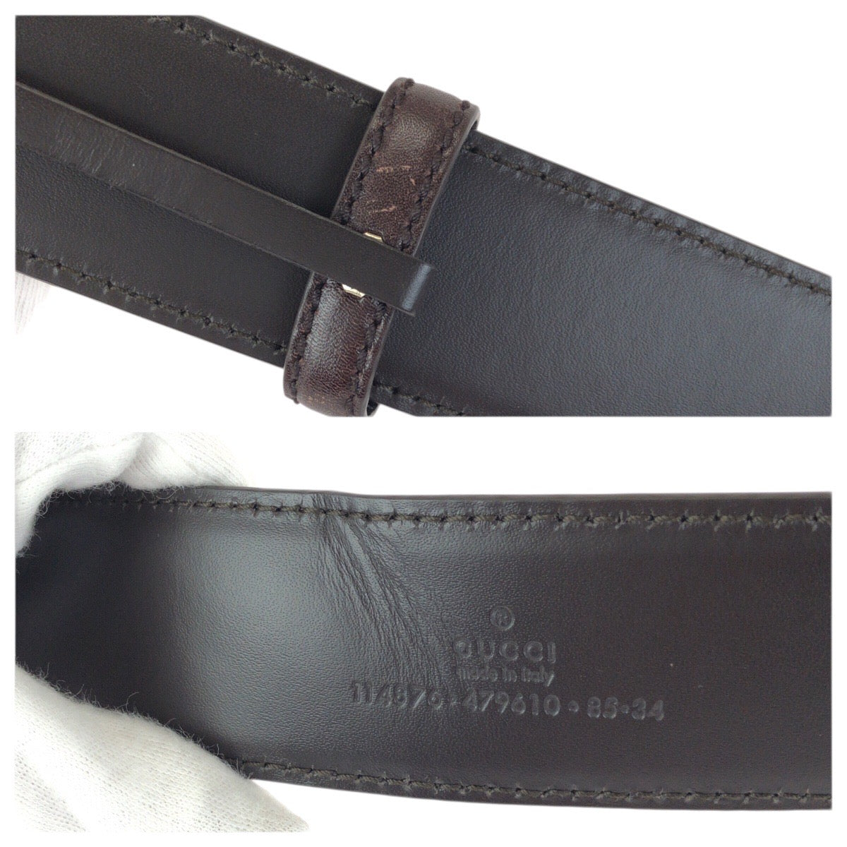 23453
GUCCI グッチ グッチシマ インターロッキング GG柄 85cm/34インチ ダークブラウン ゴールド金具 レザー 114876 ベルト 男女兼用 レディース ABP23