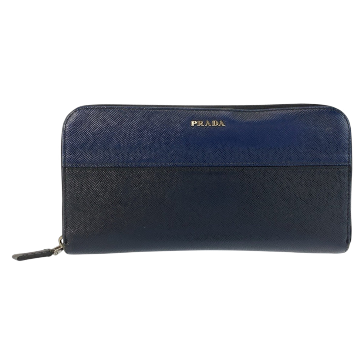 23454
PRADA プラダ サフィアーノ ネイビー ブラック シルバー金具 レザー 長財布 ロングウォレット メンズ ABP21