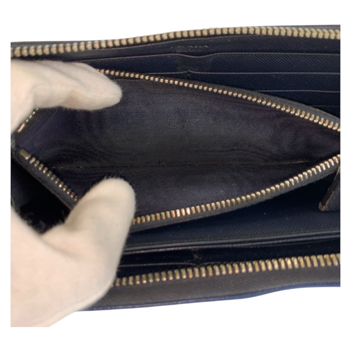 23454
PRADA プラダ サフィアーノ ネイビー ブラック シルバー金具 レザー 長財布 ロングウォレット メンズ ABP21