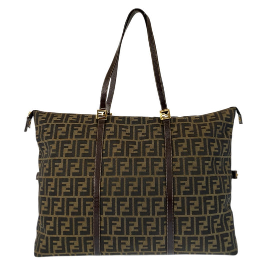 23457
FENDI フェンディ ズッカ ブラウン ゴールド金具 キャンバス / レザー トートバッグ ショルダーバッグ レディース A80