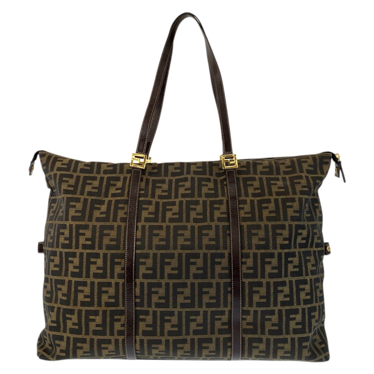 23457
FENDI フェンディ ズッカ ブラウン ゴールド金具 キャンバス / レザー トートバッグ ショルダーバッグ レディース A80