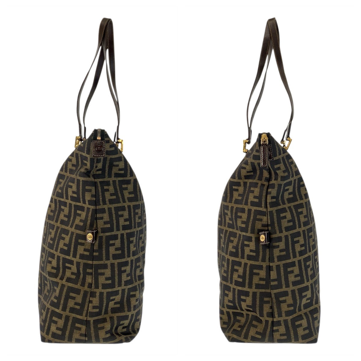 23457
FENDI フェンディ ズッカ ブラウン ゴールド金具 キャンバス / レザー トートバッグ ショルダーバッグ レディース A80