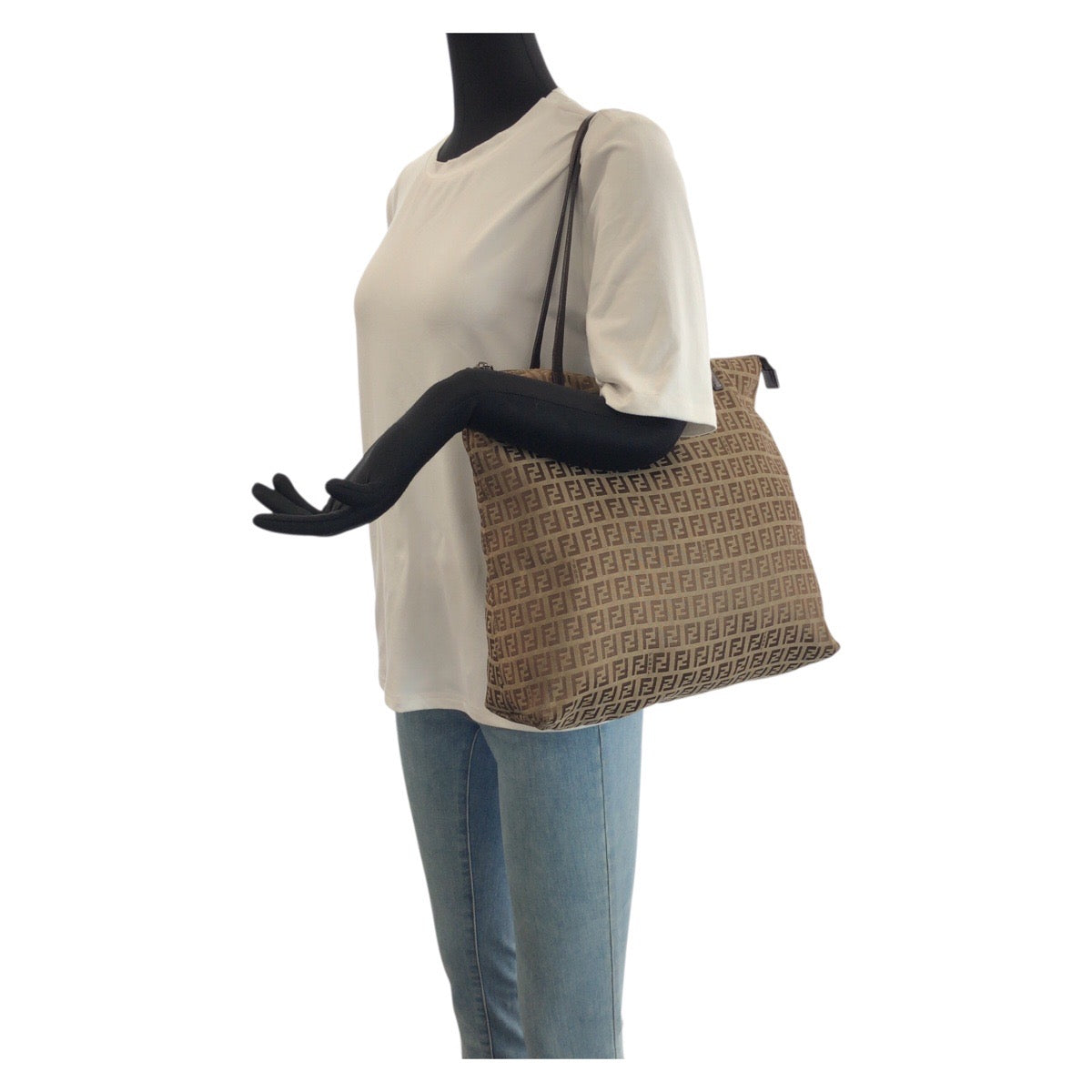 23459
FENDI フェンディ ズッカ ブラウン ガンメタ金具 キャンバス / レザー 8BH024 トートバッグ ショルダーバッグ レディース AB23