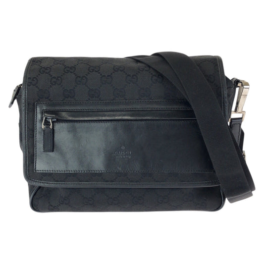23460
GUCCI グッチ ブラック 黒 シルバー金具 GGキャンバス / レザー 28562 ショルダーバッグ メッセンジャーバッグ メンズ ABP38