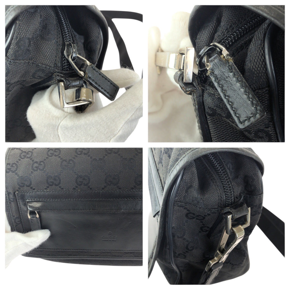 23460
GUCCI グッチ ブラック 黒 シルバー金具 GGキャンバス / レザー 28562 ショルダーバッグ メッセンジャーバッグ メンズ ABP38