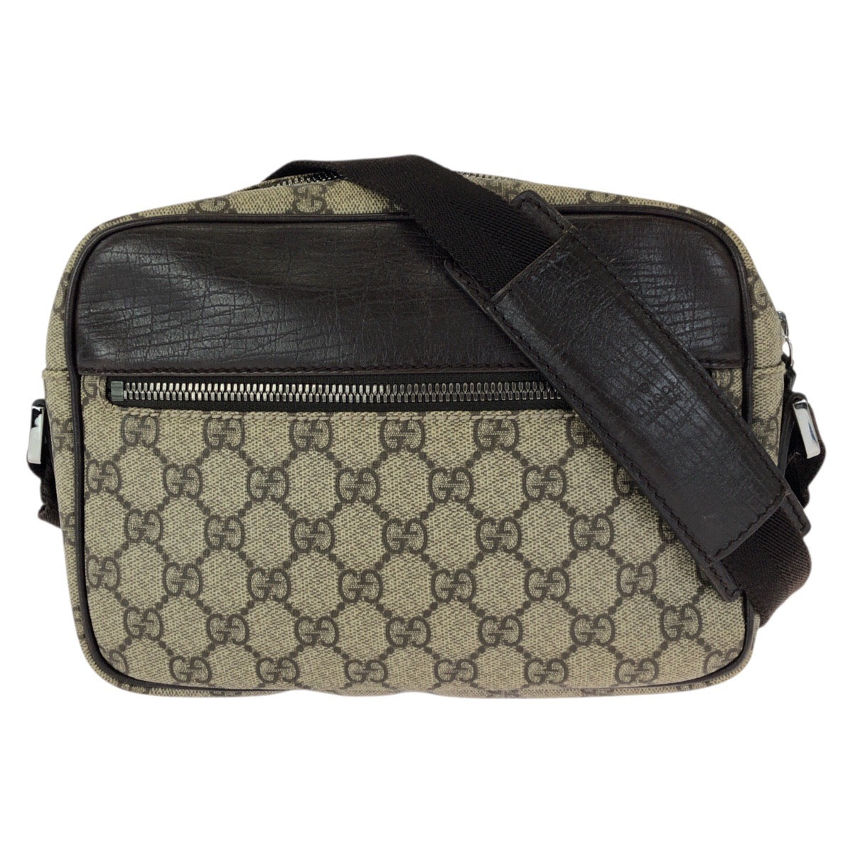 23461
GUCCI グッチ ベージュ ダークブラウン シルバー金具 GGスプリームキャンバス / レザー 114291 ショルダーバッグ メッセンジャーバッグ レディース ABP44