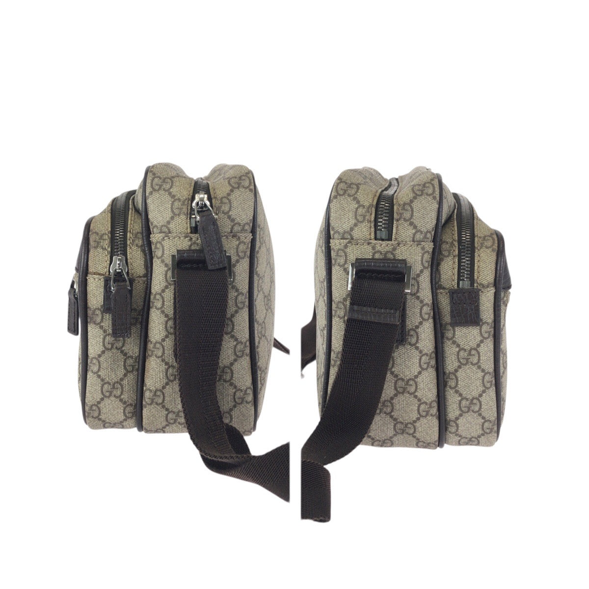 23464
GUCCI グッチ ベージュ ダークブラウン ガンメタ金具 GGスプリームキャンバス / レザー 114531 ショルダーバッグ メッセンジャーバッグ レディース ABP42