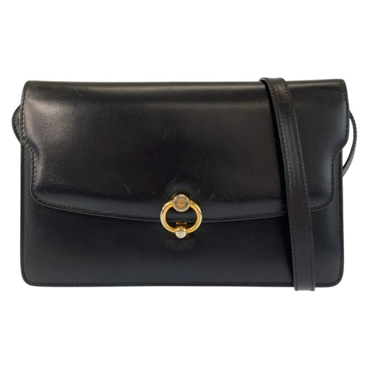 23466
GUCCI グッチ ヴィンテージ オールドグッチ ブラック 黒 ゴールド金具 レザー ショルダーバッグ ポシェット レディース AB21