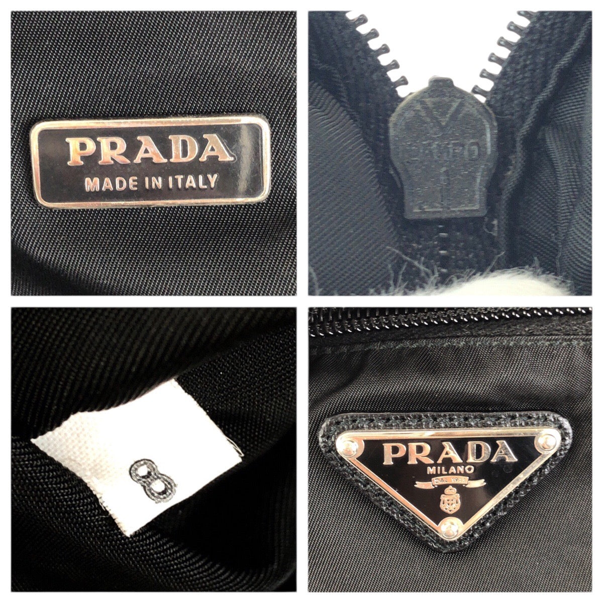 23467
PRADA プラダ テスート サフィアーノ 三角ロゴプレート ブラック 黒 シルバー金具 ナイロン / レザー クラッチバッグ セカンドバッグ 男女兼用 レディース AB23