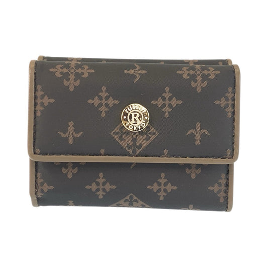 23468
russet ラシット グレー ベージュ シルバー金具 ナイロン / レザー 折り財布 コンパクトウォレット レディース SA