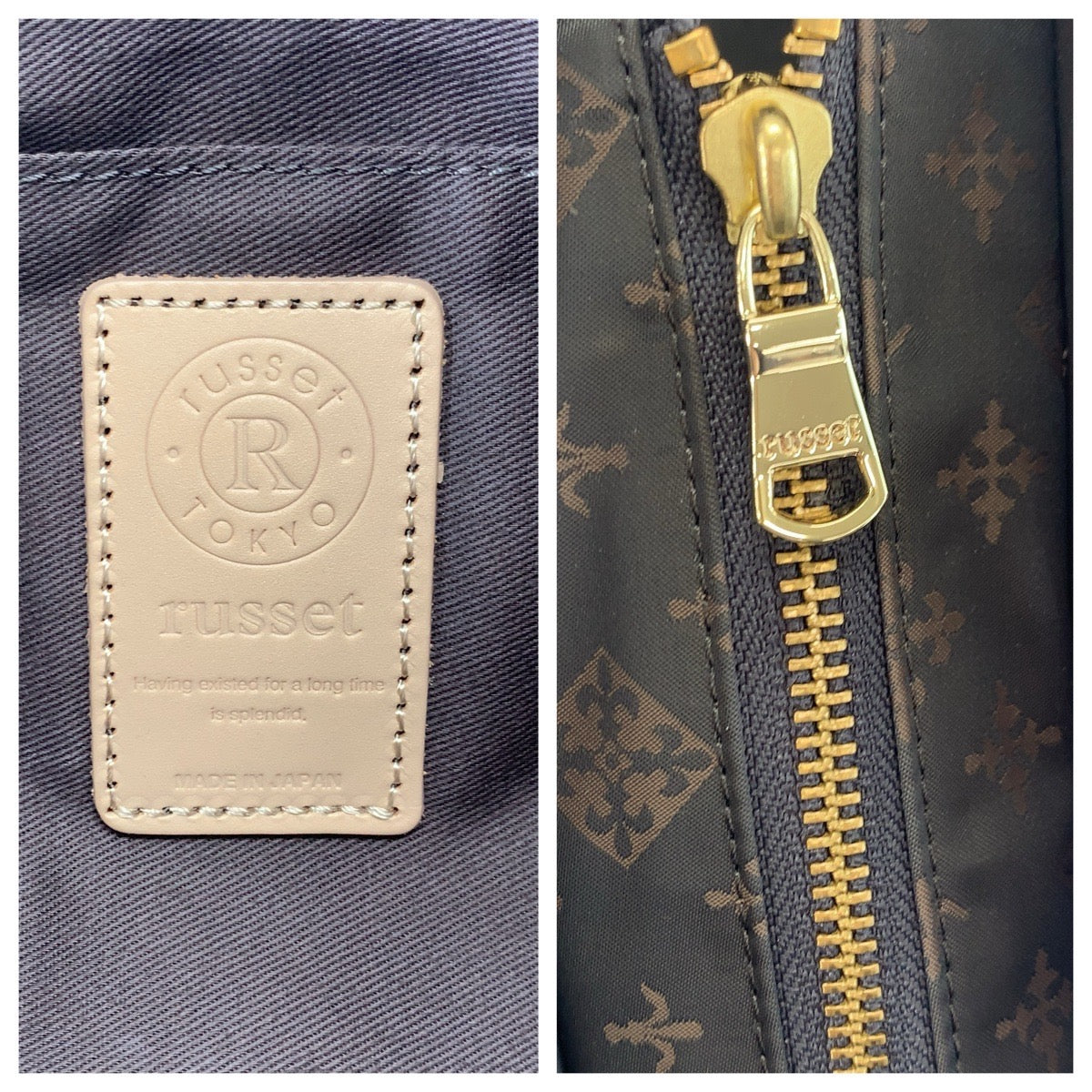 23469
russet ラシット グレー ピンク ゴールド金具 ナイロン / レザー トートバッグ ショルダーバッグ レディース SA