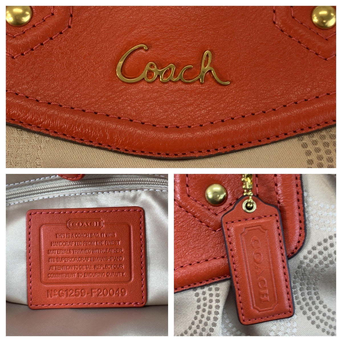 23470
COACH コーチ オプアート ベージュ オレンジ ゴールド金具 キャンバス / レザー F20049 トートバッグ ショルダーバッグ レディース A