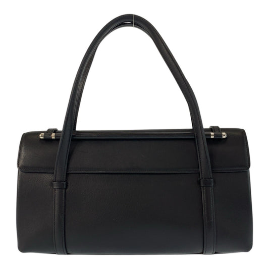 23472
CARTIER カルティエ カボション ブラック 黒 ワインレッド シルバー金具 レザー ハンドバッグ レディース ABP44
