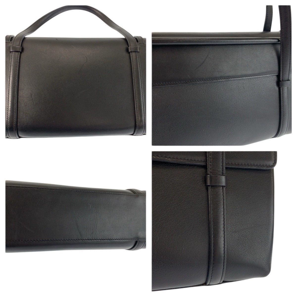 23472
CARTIER カルティエ カボション ブラック 黒 ワインレッド シルバー金具 レザー ハンドバッグ レディース ABP44