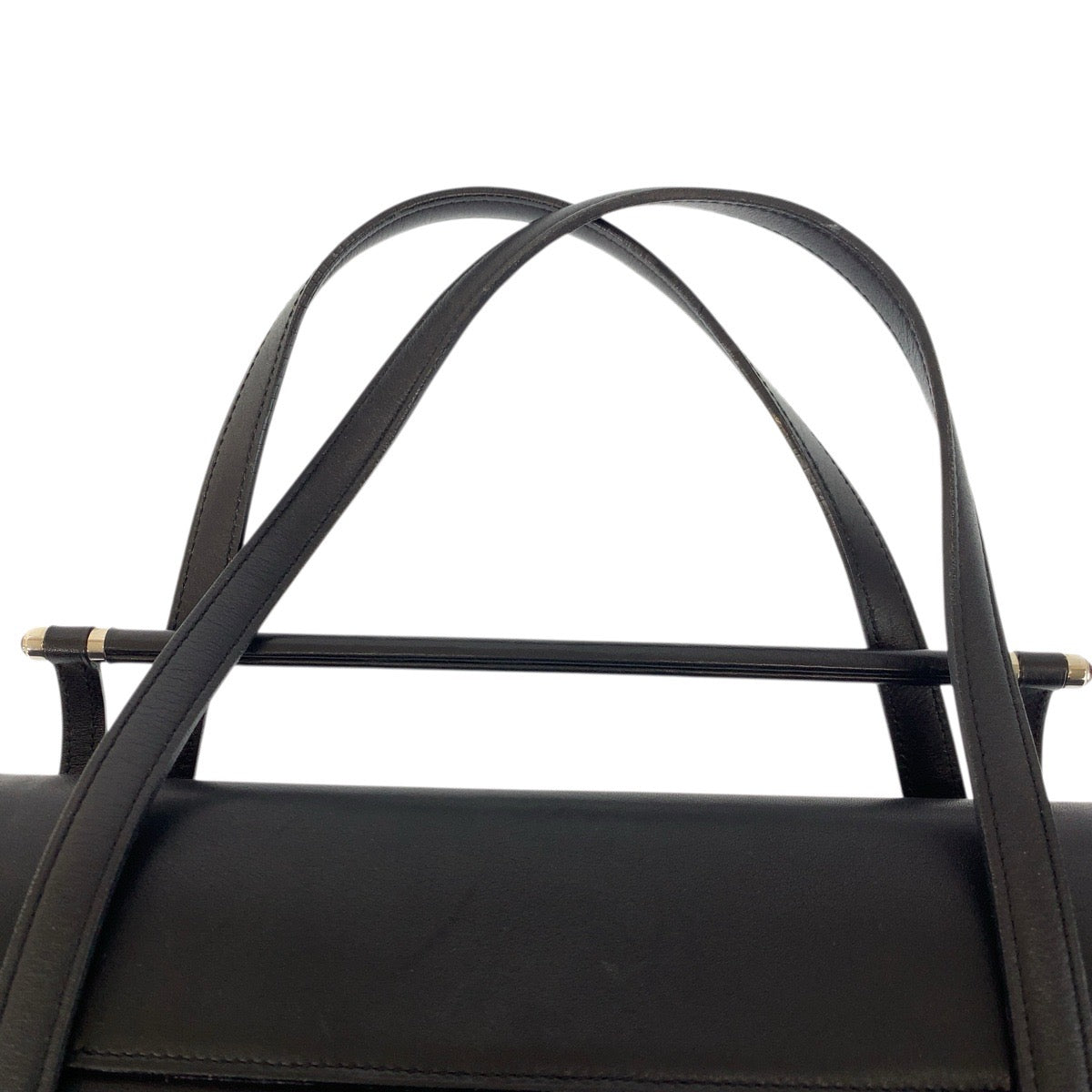 23472
CARTIER カルティエ カボション ブラック 黒 ワインレッド シルバー金具 レザー ハンドバッグ レディース ABP44