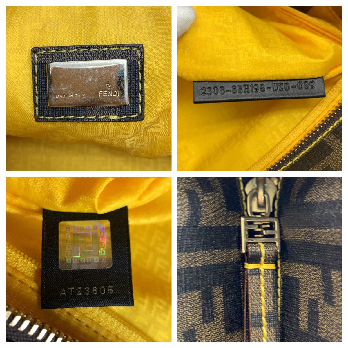 23473
FENDI フェンディ ズッカ ブラウン イエロー PVC 8BH198 トートバッグ ショルダーバッグ レディース ABP63