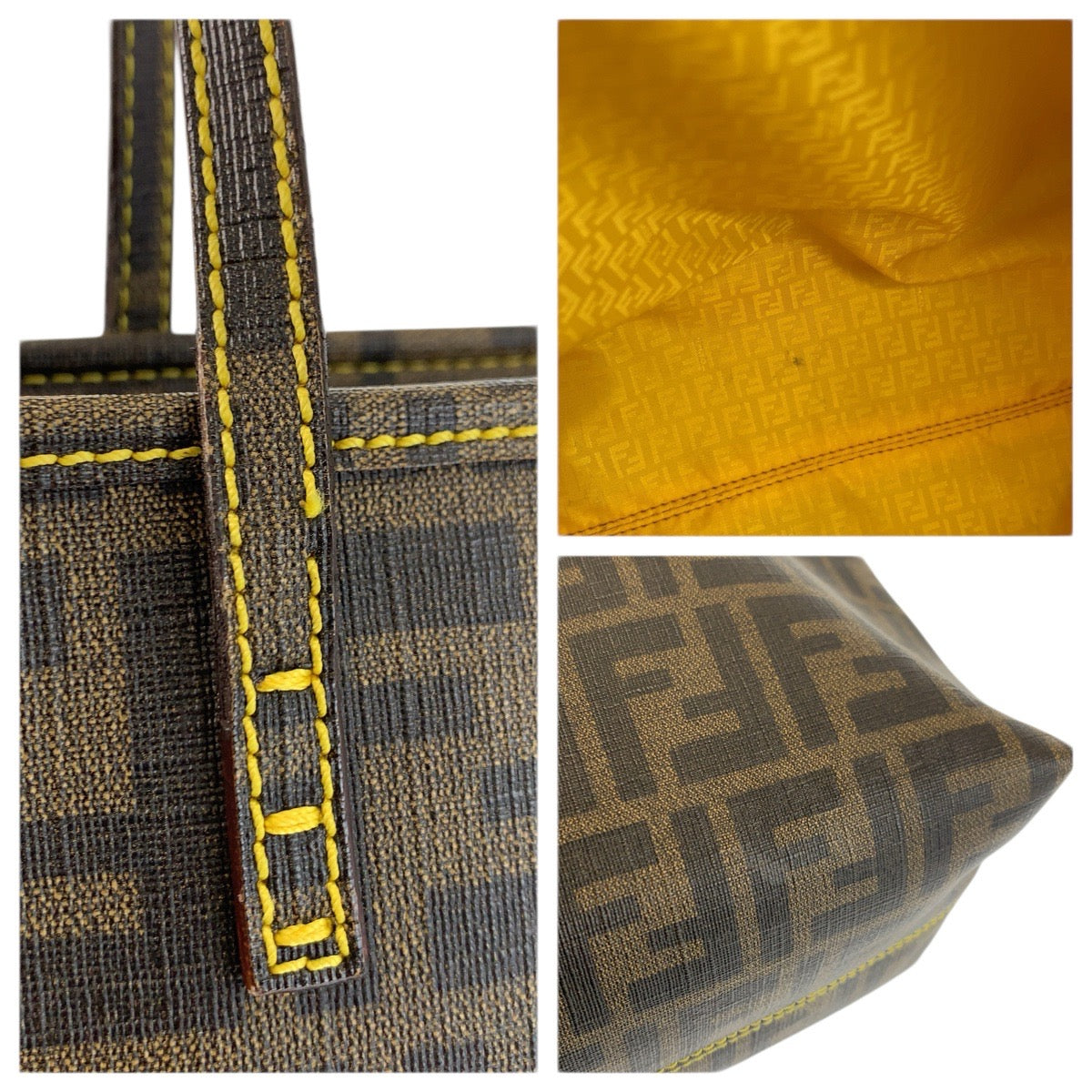 23473
FENDI フェンディ ズッカ ブラウン イエロー PVC 8BH198 トートバッグ ショルダーバッグ レディース ABP63