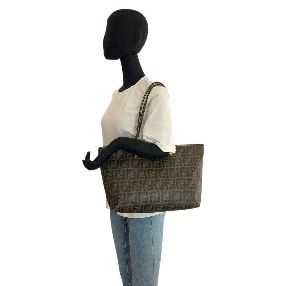 23473
FENDI フェンディ ズッカ ブラウン イエロー PVC 8BH198 トートバッグ ショルダーバッグ レディース ABP63