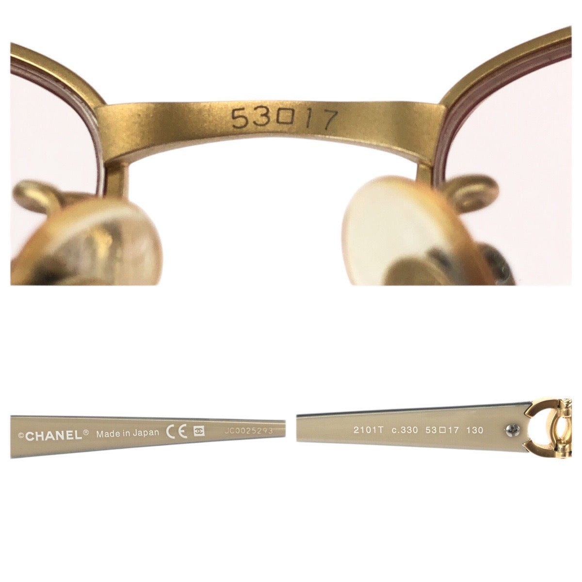 23478
CHANEL シャネル ココマーク ゴールド ブラック プラスチック / メタル 2101T c.330 53□17 130 サングラス メガネ スクエア レディース ABP23