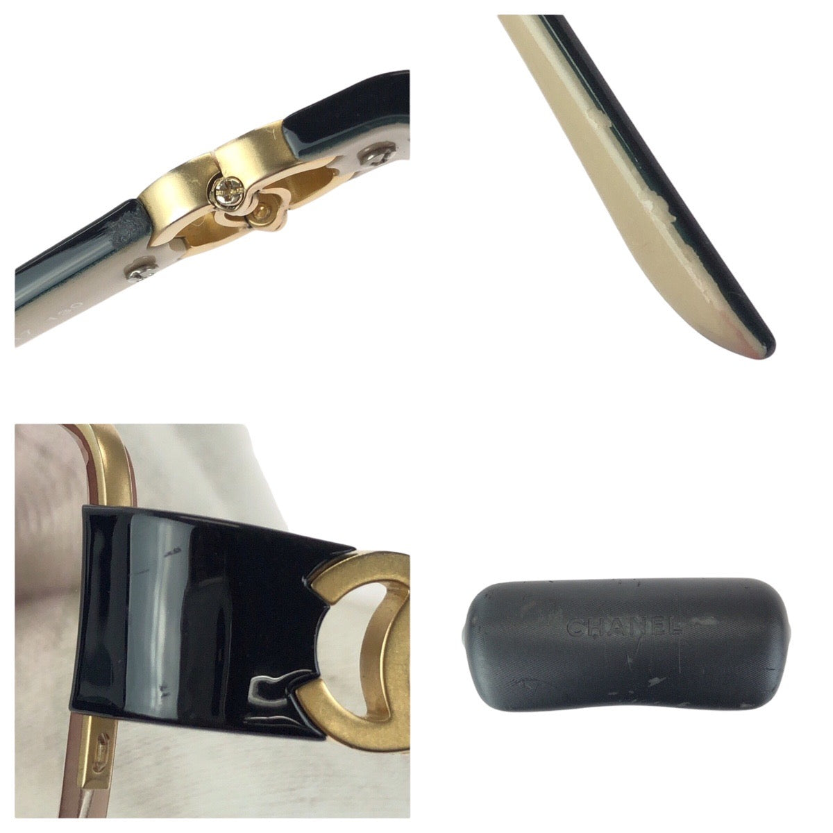 23478
CHANEL シャネル ココマーク ゴールド ブラック プラスチック / メタル 2101T c.330 53□17 130 サングラス メガネ スクエア レディース ABP23