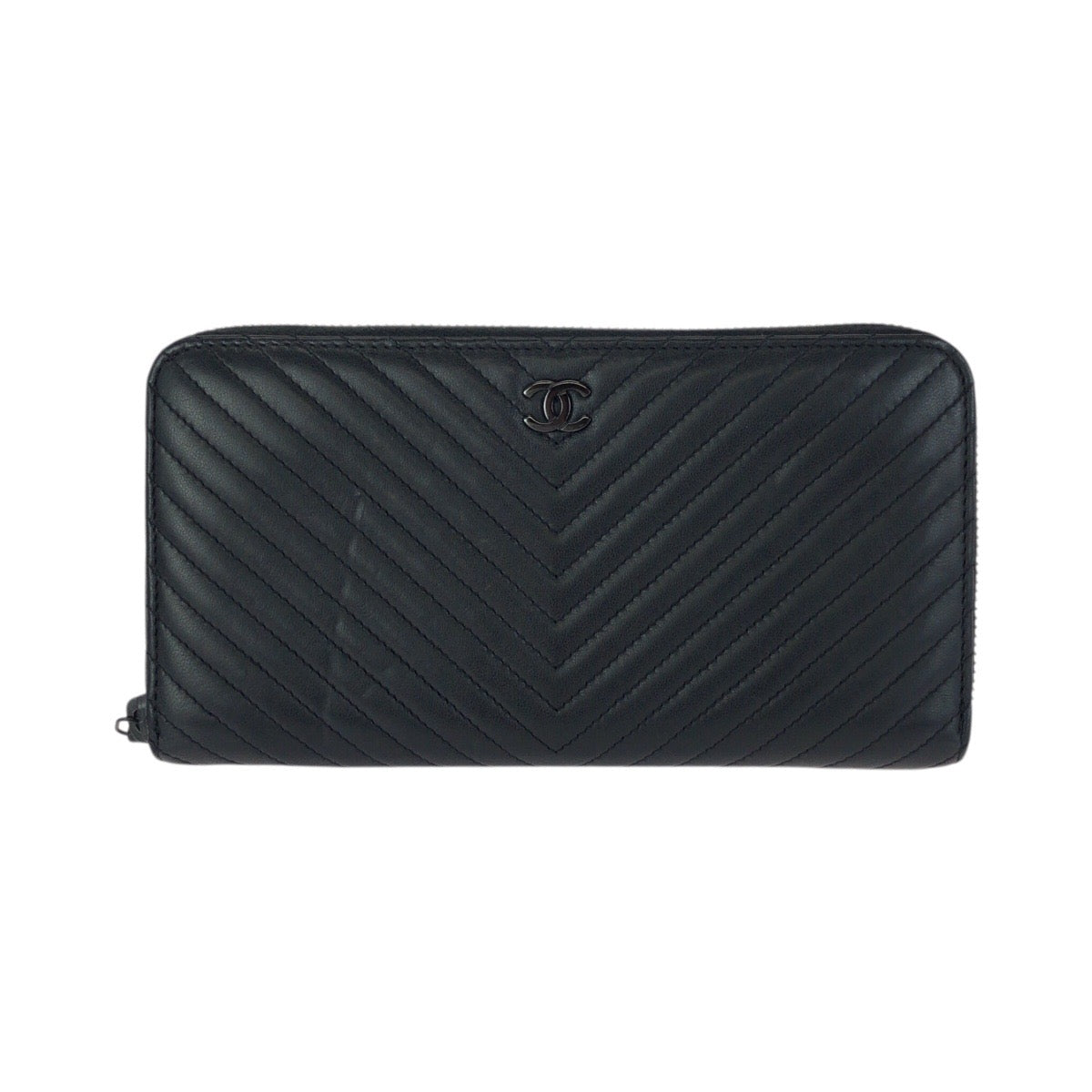 23479
CHANEL シャネル シェブロンVステッチ ココマーク ブラック 黒 ガンメタ金具 ラムスキン 長財布 ラウンドファスナー レディース A75