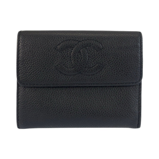 23480
CHANEL シャネル ココマーク ブラック 黒 レザー 折り財布 コンパクトウォレット レディース ABP48