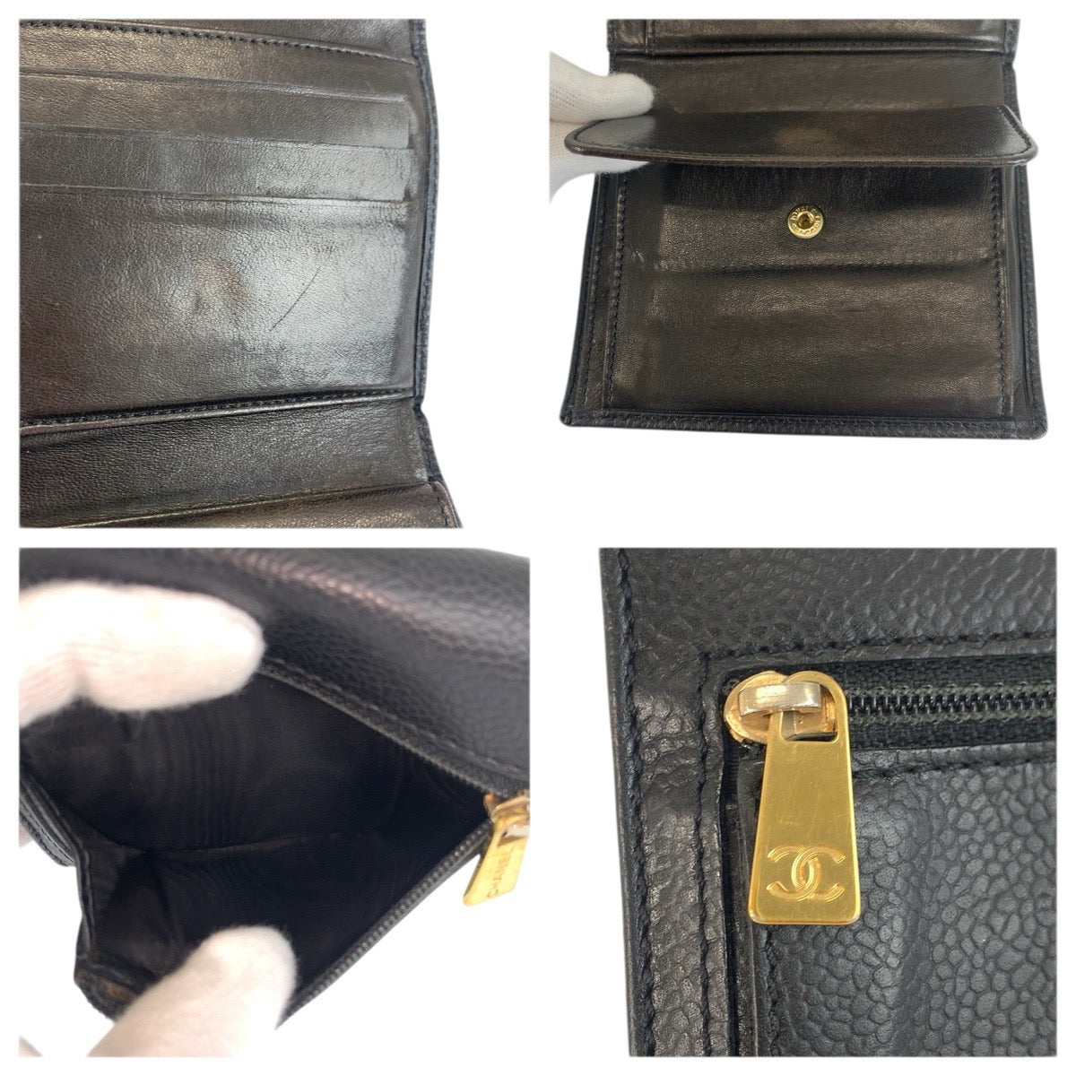 23480
CHANEL シャネル ココマーク ブラック 黒 レザー 折り財布 コンパクトウォレット レディース ABP48