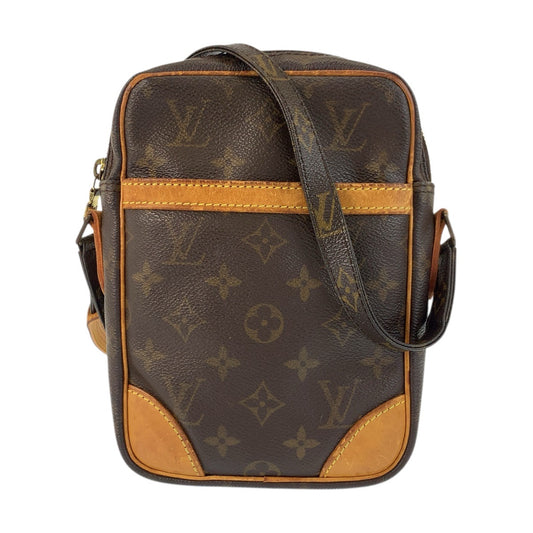 23483
LOUIS VUITTON ルイ ヴィトン モノグラム ダヌーブ ブラウン ゴールド金具 PVC / レザー M45266 ショルダーバッグ ポシェット レディース AB42
