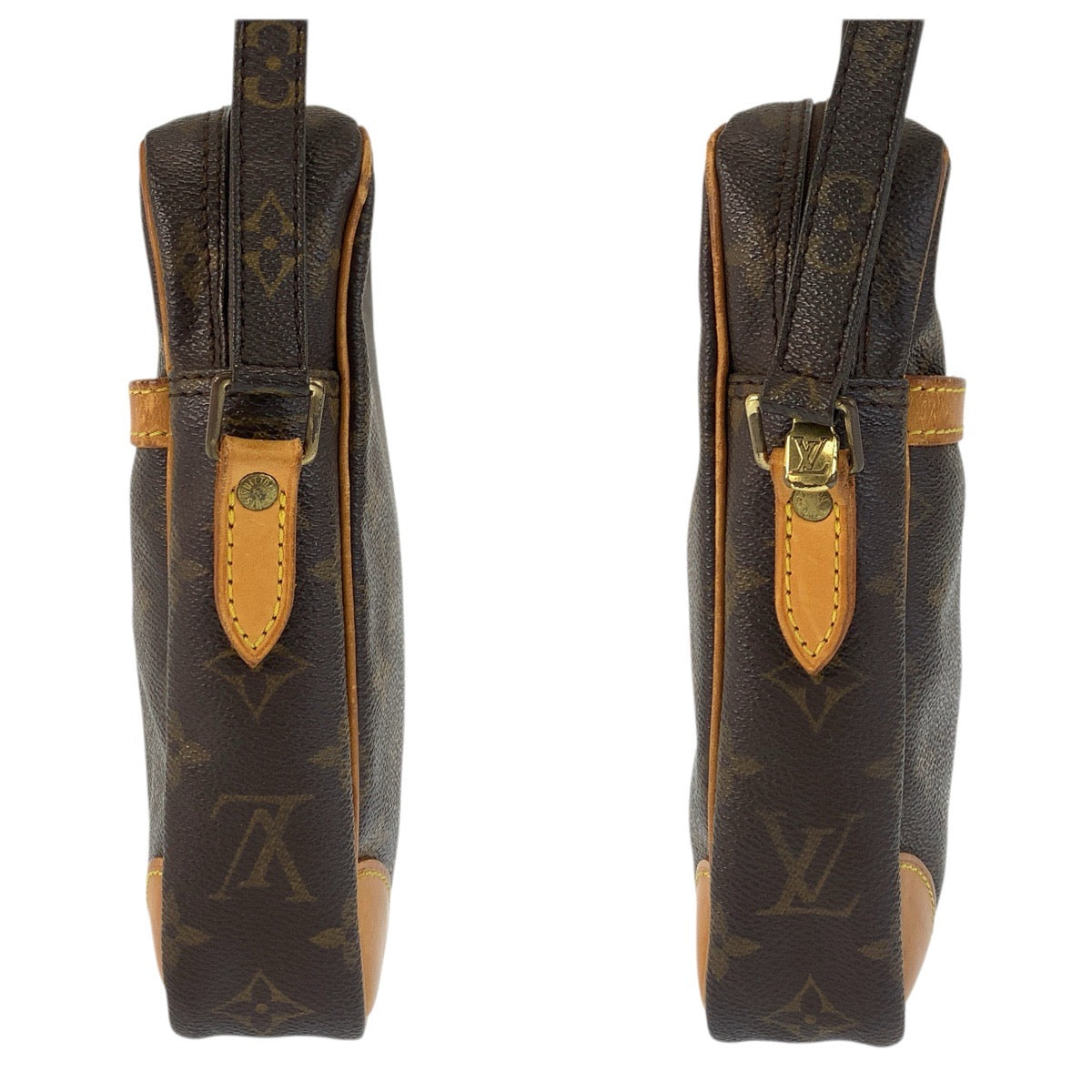 23483
LOUIS VUITTON ルイ ヴィトン モノグラム ダヌーブ ブラウン ゴールド金具 PVC / レザー M45266 ショルダーバッグ ポシェット レディース AB42