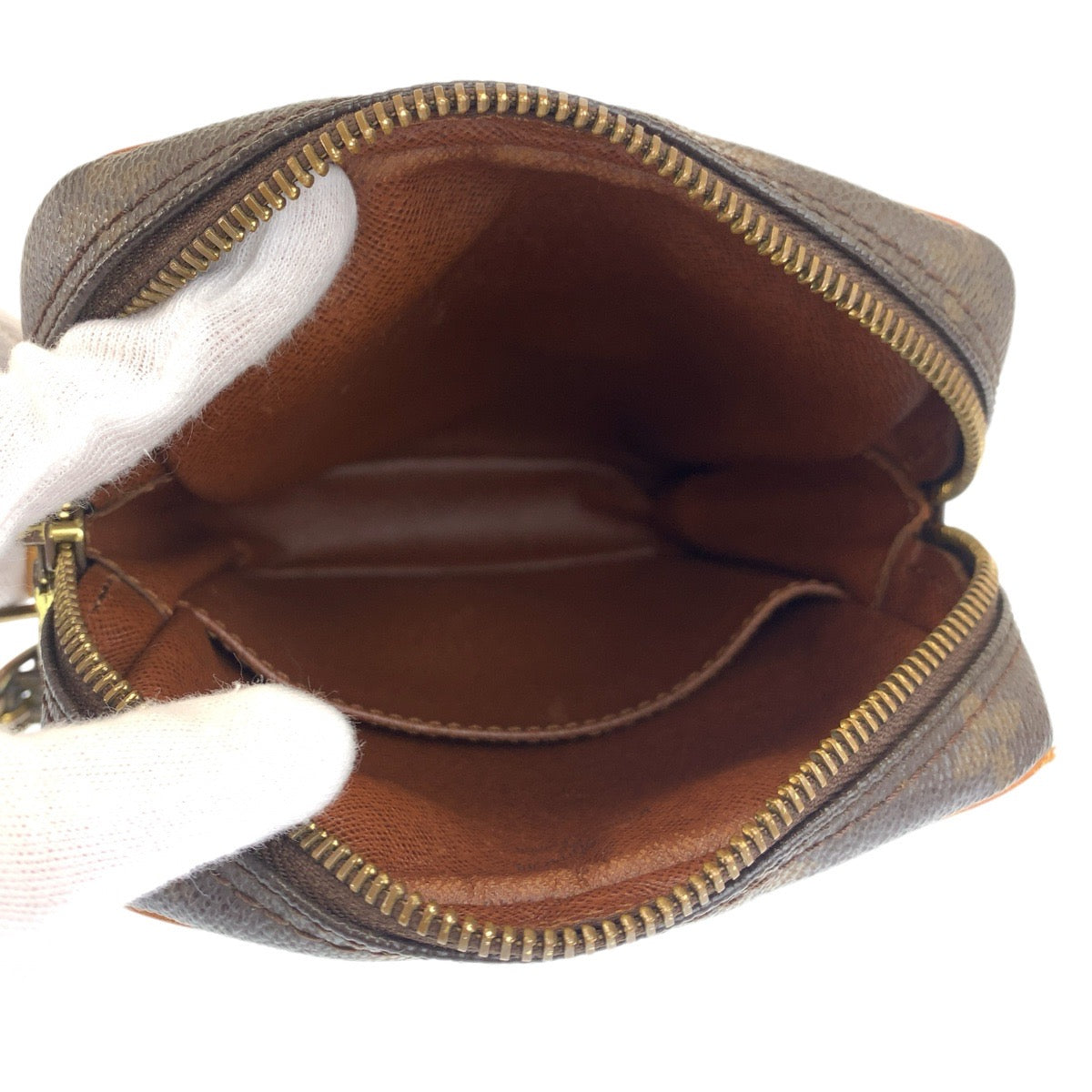 23483
LOUIS VUITTON ルイ ヴィトン モノグラム ダヌーブ ブラウン ゴールド金具 PVC / レザー M45266 ショルダーバッグ ポシェット レディース AB42