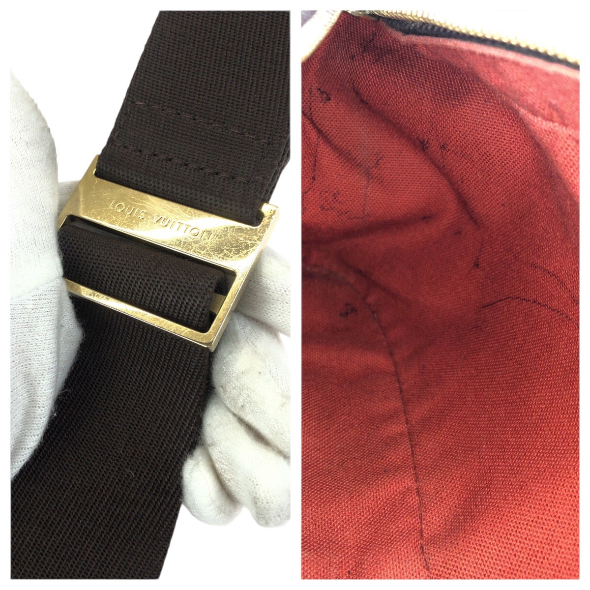 23489
LOUIS VUITTON ルイヴィトン ダミエ エベヌ ジェロニモス ブラウン ゴールド金具 PVC N51994 ボディバッグ バムバッグ ショルダーバッグ レディース ABP56