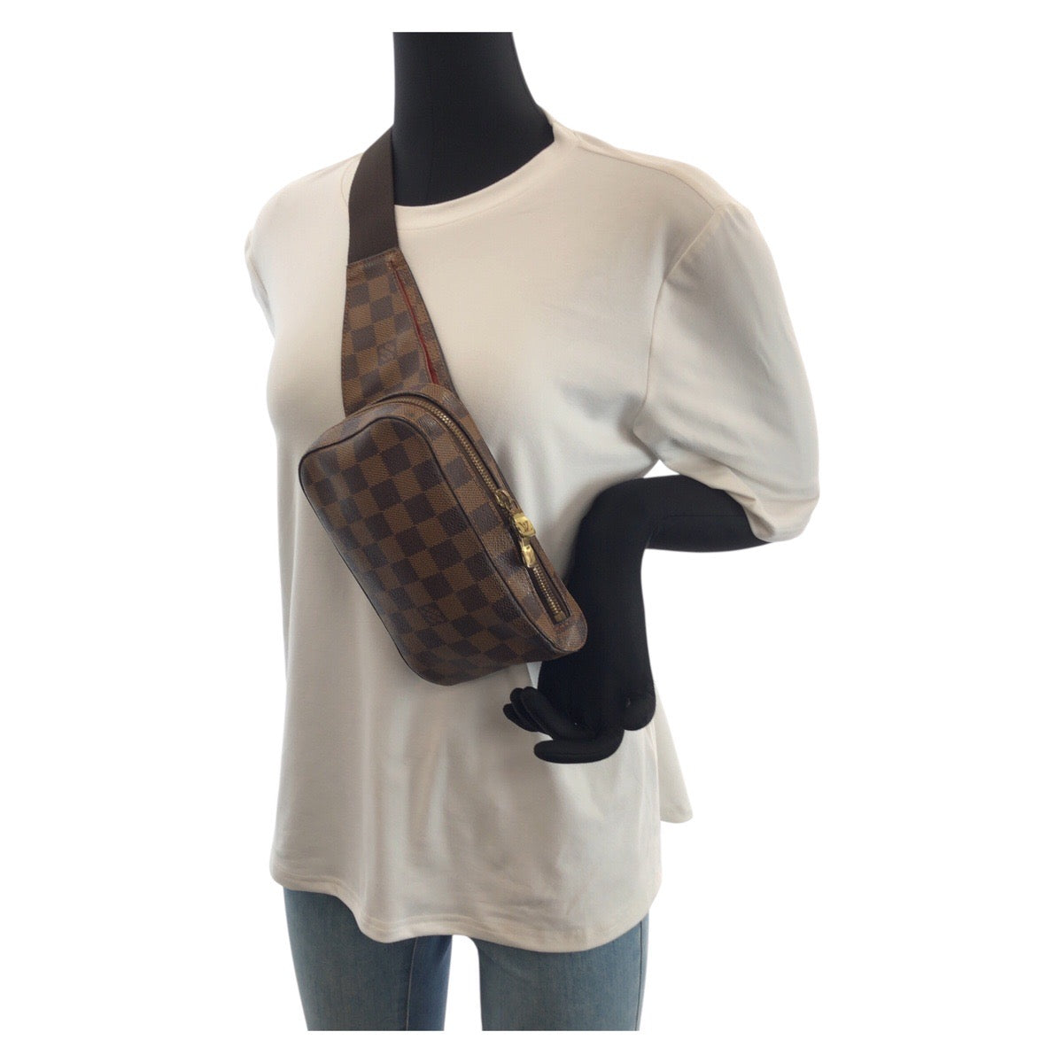 23489
LOUIS VUITTON ルイヴィトン ダミエ エベヌ ジェロニモス ブラウン ゴールド金具 PVC N51994 ボディバッグ バムバッグ ショルダーバッグ レディース ABP56