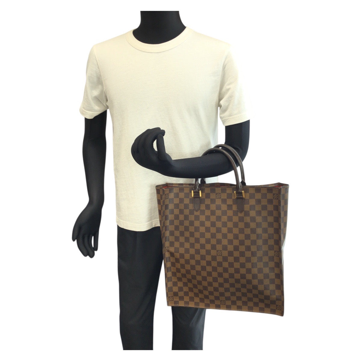 23490
LOUIS VUITTON ルイヴィトン ダミエ エベヌ サック プラ ブラウン ゴールド金具 PVC / レザー N51140 トートバッグ ハンドバッグ ビジネスバッグ メンズ AB48