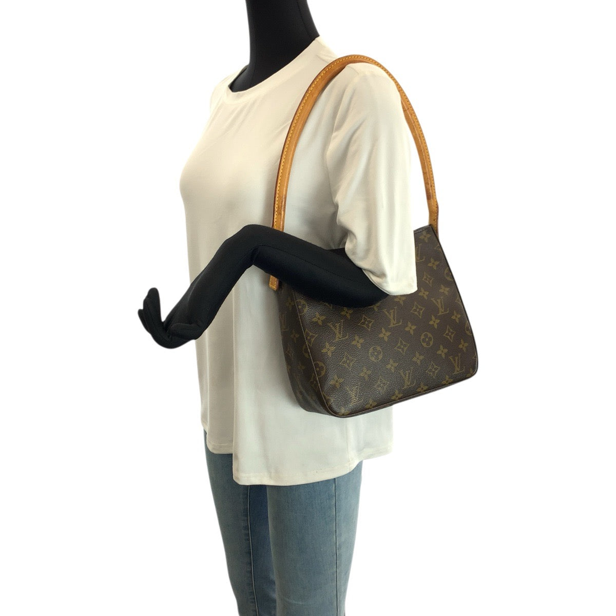23491
LOUIS VUITTON ルイヴィトン モノグラム ルーピングMM ブラウン ゴールド金具 PVC / レザー M51146 ショルダーバッグ レディース ABP42