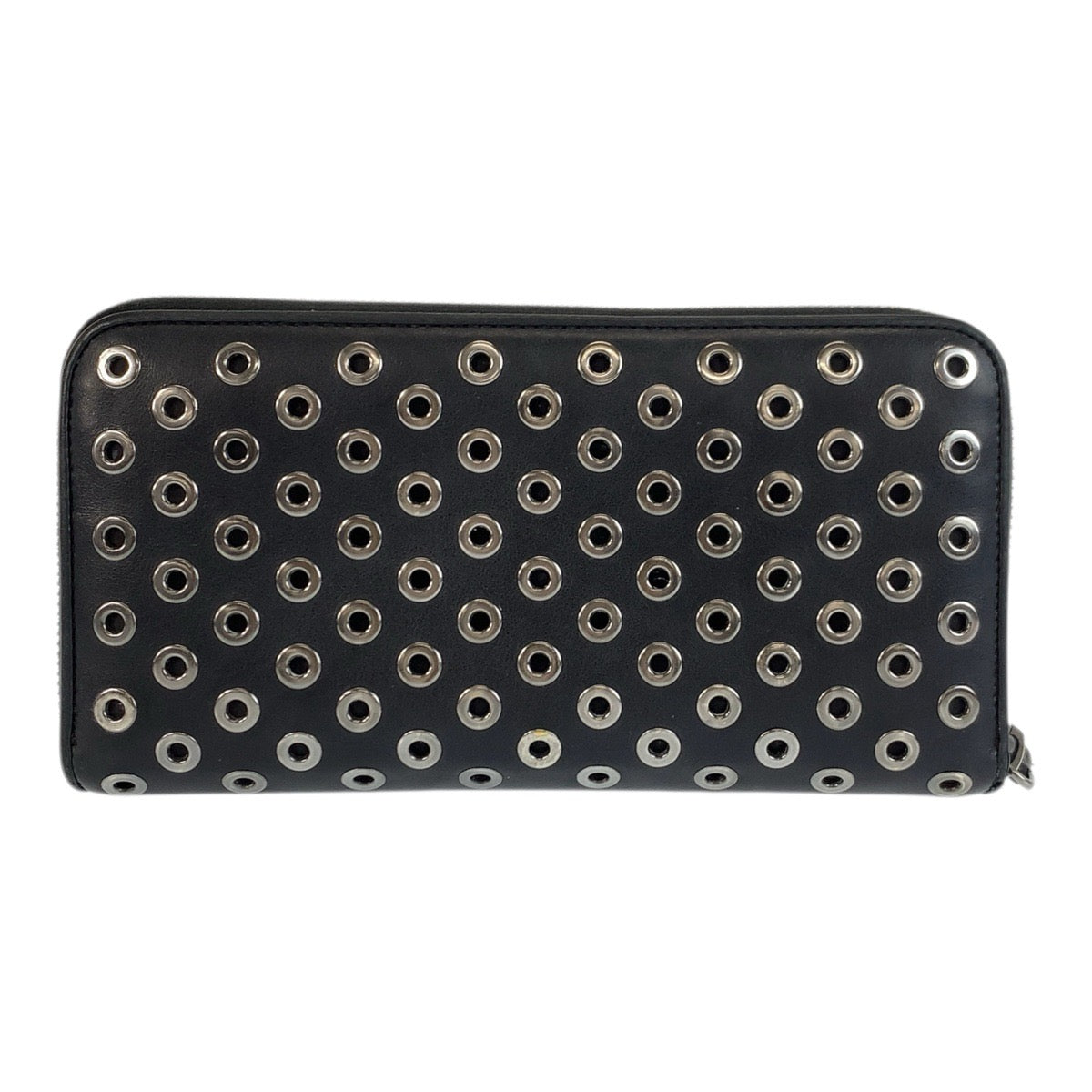 23492
PRADA プラダ パンチング 三角ロゴプレート ブラック 黒 シルバー金具 レザー 長財布 ロングウォレット メンズ AB22