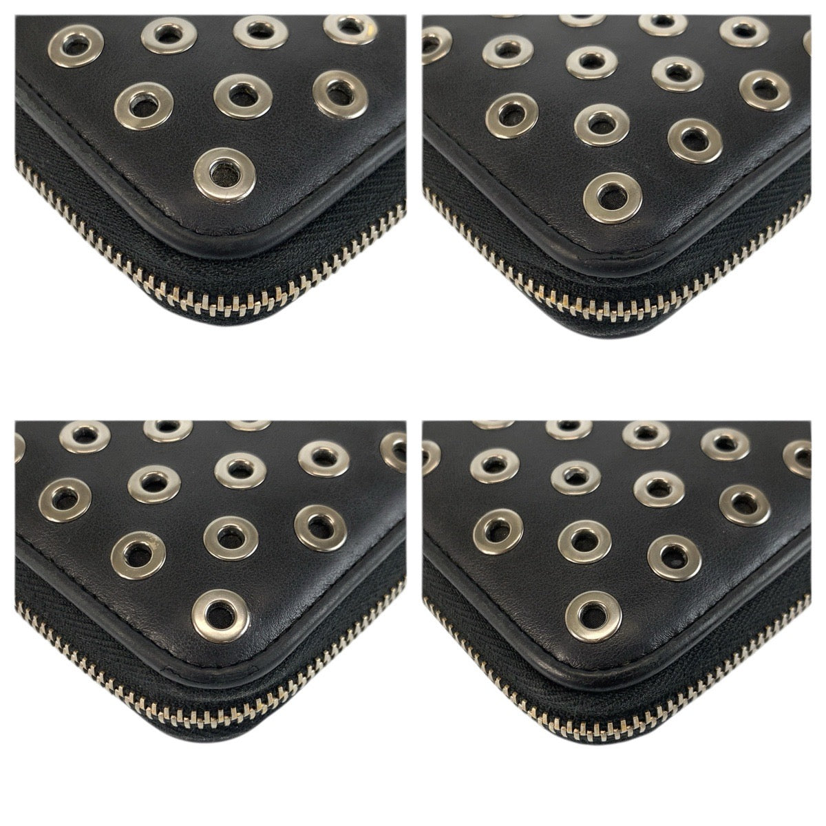 23492
PRADA プラダ パンチング 三角ロゴプレート ブラック 黒 シルバー金具 レザー 長財布 ロングウォレット メンズ AB22