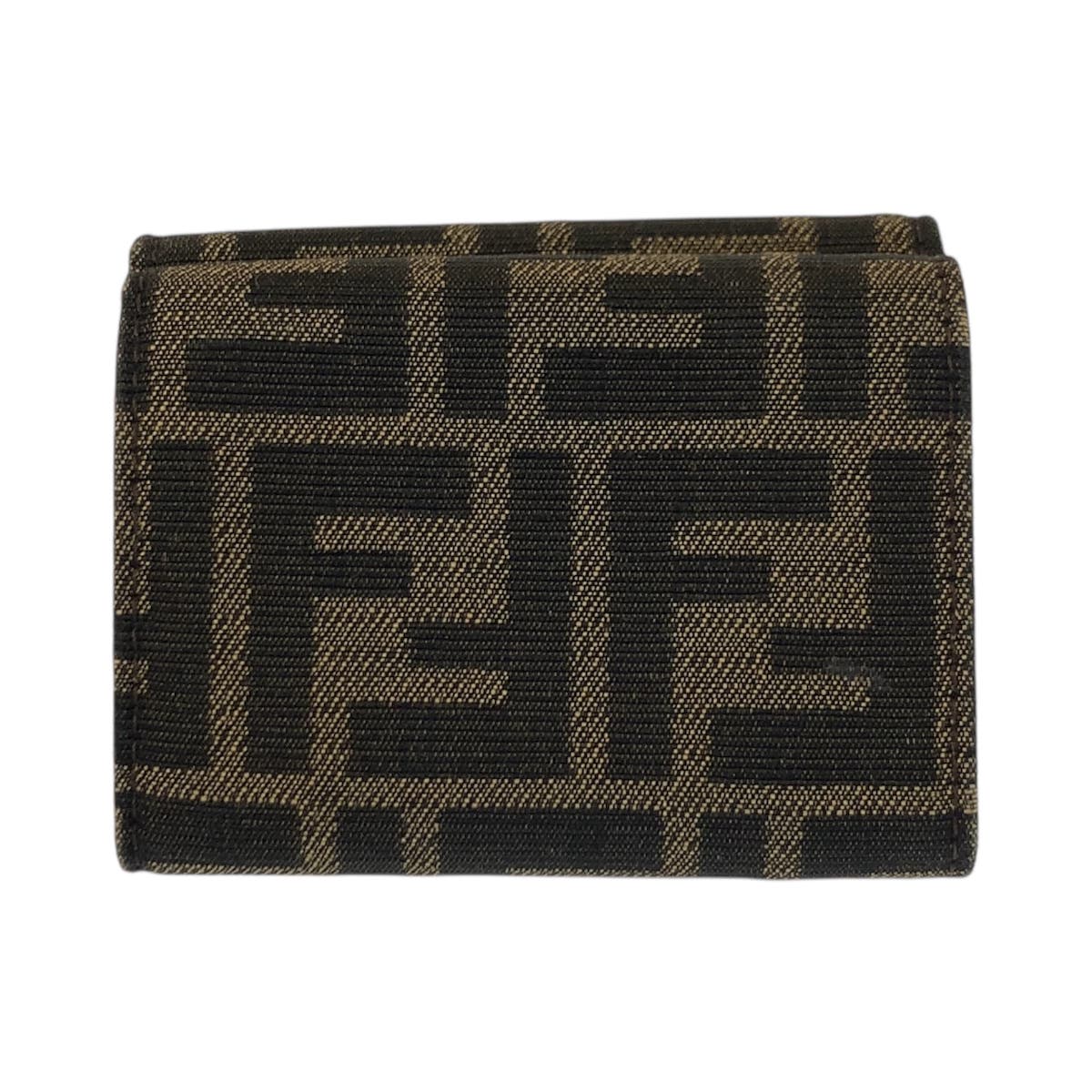 23493
FENDI フェンディ ズッカ バゲット マイクロ ブラウン ゴールド金具 キャンバス / レザー 8M0395 折り財布 コンパクトウォレット レディース ABP30