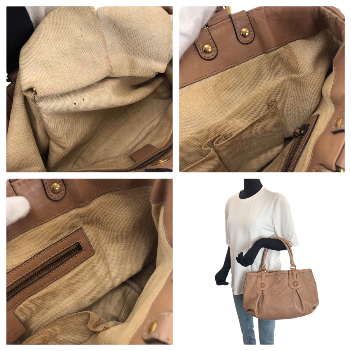 23495
GUCCI グッチ スカーレット グッチシマ GG柄 サーモンピンク ゴールド金具 レザー 269953 トートバッグ ショルダーバッグ レディース AB35