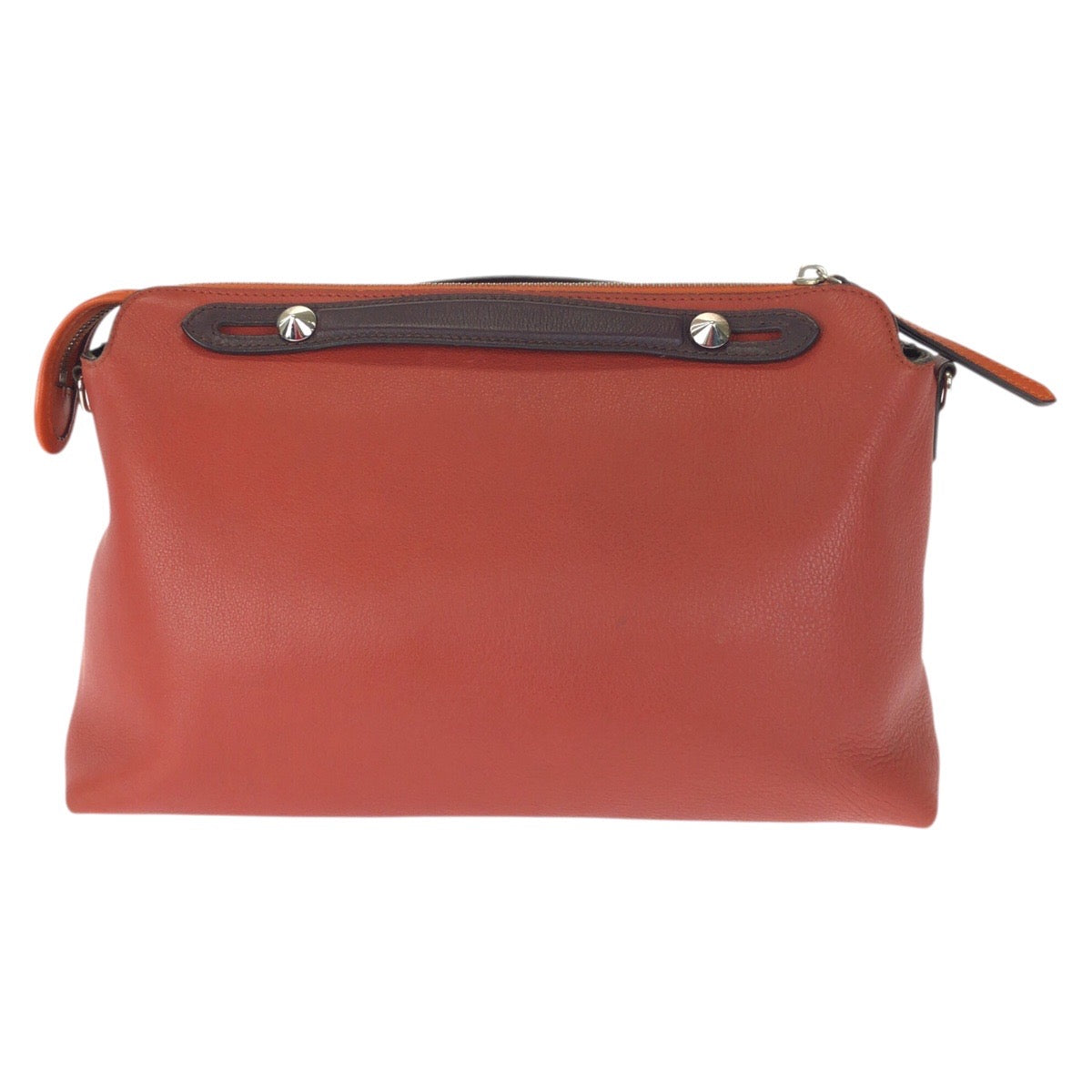 23496
FENDI フェンディ バイ ザ ウェイ ２way ラージ オレンジ ブラウン シルバー金具 レザー ショルダーバッグ ハンドバッグ レディース ABP48