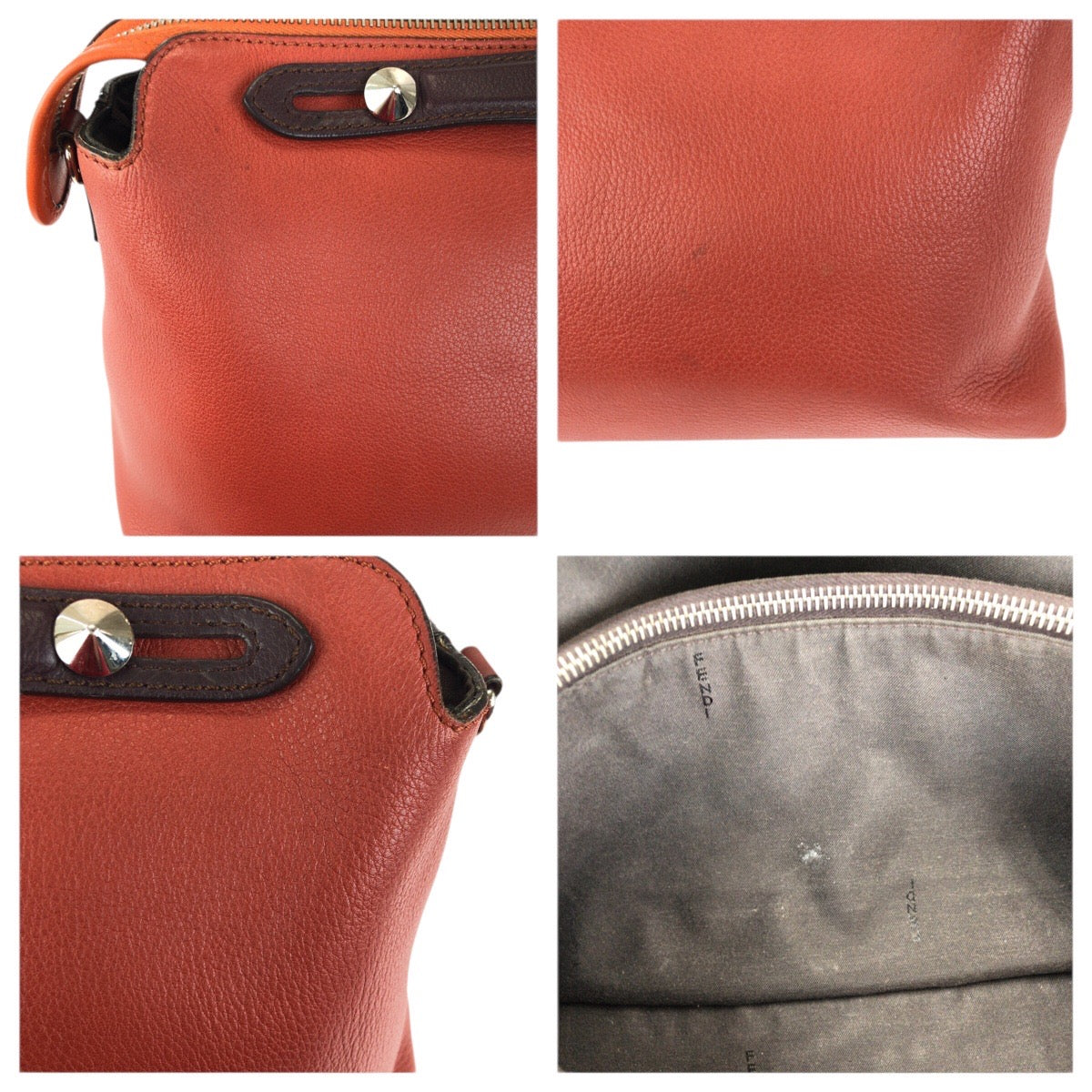 23496
FENDI フェンディ バイ ザ ウェイ ２way ラージ オレンジ ブラウン シルバー金具 レザー ショルダーバッグ ハンドバッグ レディース ABP48