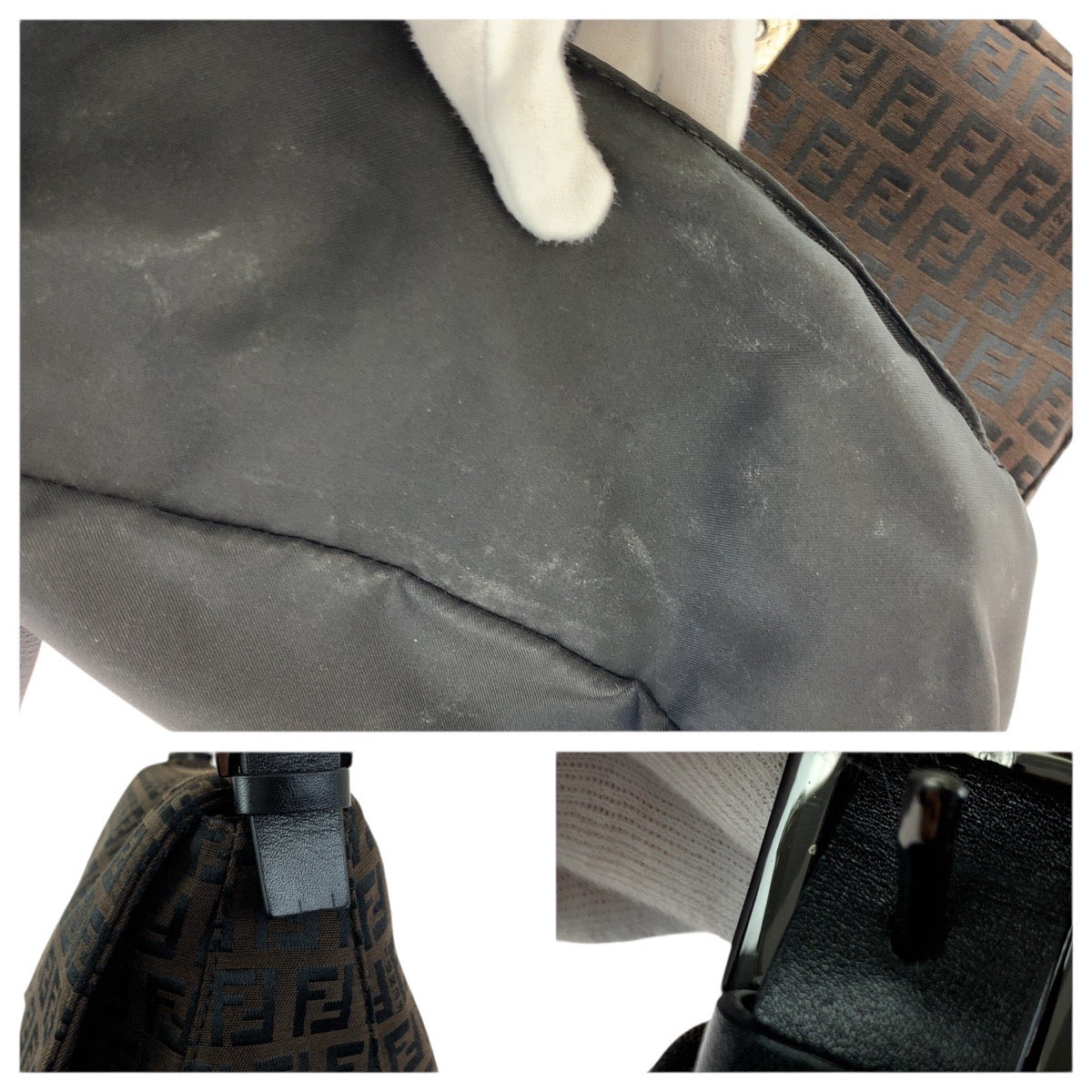 23497
FENDI フェンディ ヴィンテージ マンマバケット ズッキーノ ダークブラウン ガンメタ金具 ナイロン / レザー 8BR001 ショルダーバッグ ハンドバッグ レディース ABP88