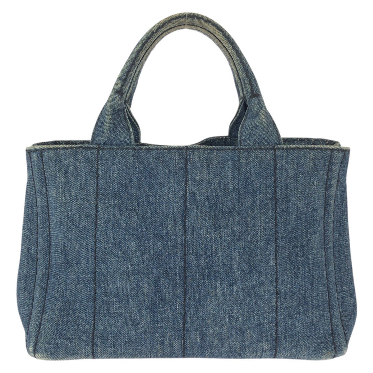 23498
PRADA プラダ カナパ 三角ロゴプレート ブルー ゴールド金具 デニム トートバッグ ハンドバッグ レディース AB42