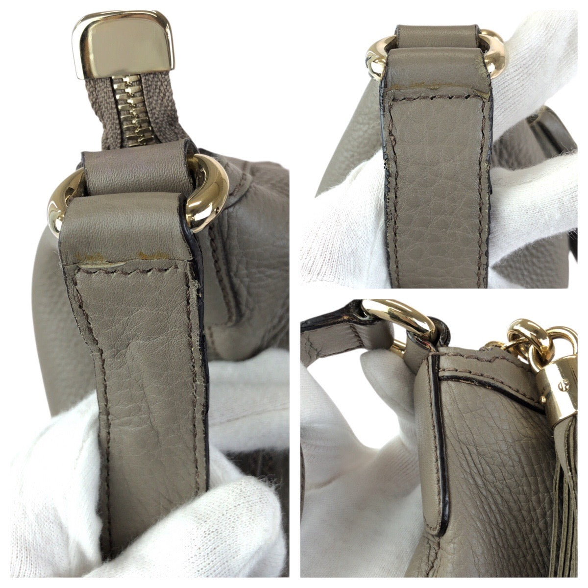 23499
GUCCI グッチ ソーホー インターロッキングG タッセル グレー ゴールド金具 レザー 295175 ショルダーバッグ メッセンジャーバッグ レディース AB48
