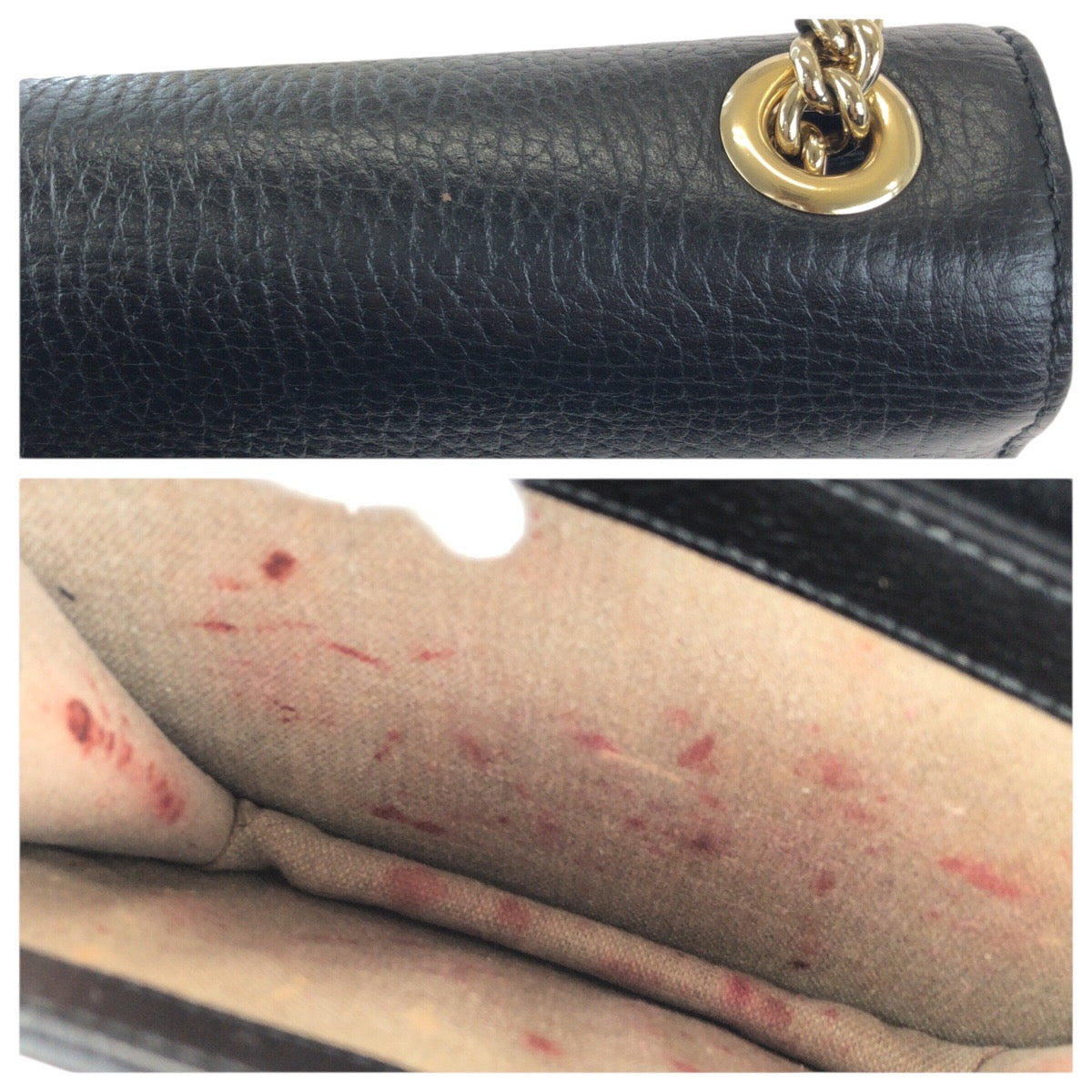 23500
GUCCI グッチ インターロッキングG ブラック 黒 ゴールド金具 レザー 510304 チェーンショルダーバッグ レディース AB60