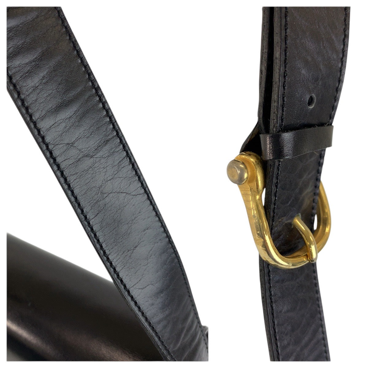 23501
CELINE セリーヌ ヴィンテージ 馬車ロゴ ホースキャリッジ ブラック 黒 ゴールド金具 レザー ショルダーバッグ レディース ABP70